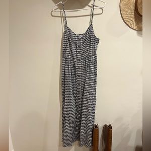 ModCloth gingham style navy and white dress, M, ankle length.